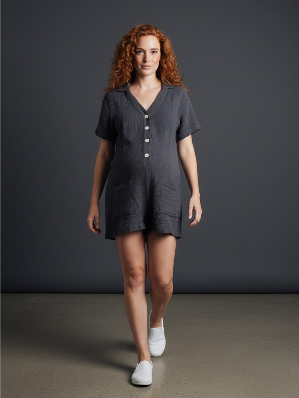 Needii navy 💯 cotton romper